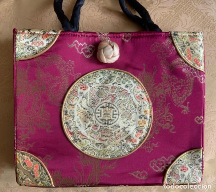 Vintage: BOLSO ORIENTAL, SEDA NATURAL - Foto 12