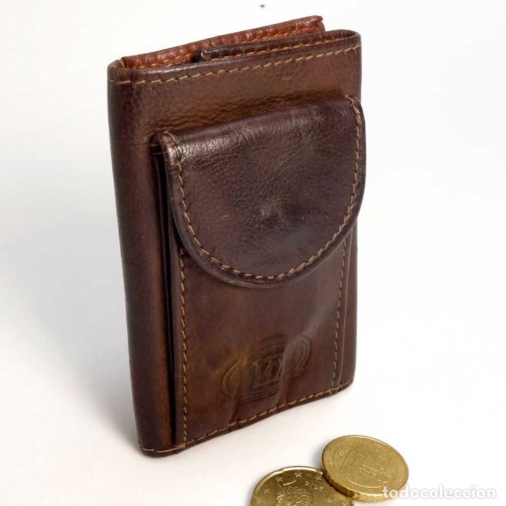 Vintage: MINI CARTERA BILLETERA CON LLAVERO. PIEL - Foto 2