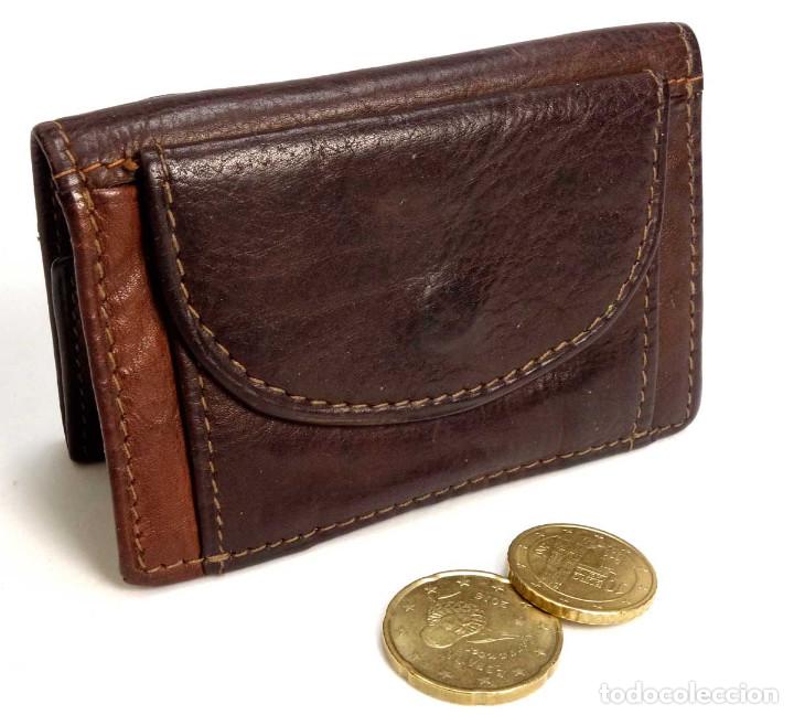 Vintage: MINI CARTERA BILLETERA CON LLAVERO. PIEL - Foto 3