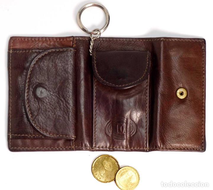 Vintage: MINI CARTERA BILLETERA CON LLAVERO. PIEL - Foto 4