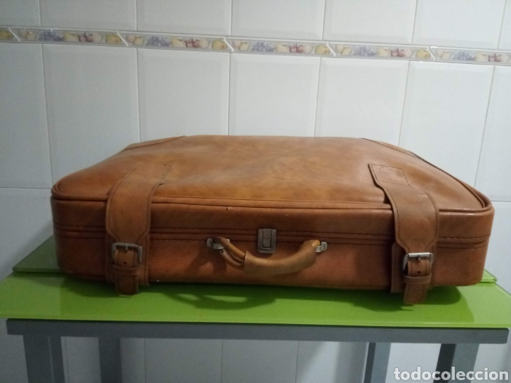 Vintage: Maleta de piel camel - Foto 4
