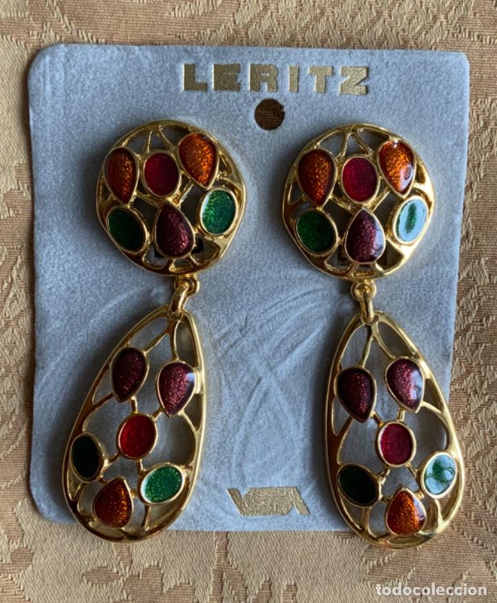 Vintage: PENDIENTES VINTAGE ESMALTADOS MARCA LERITZ - Foto 1
