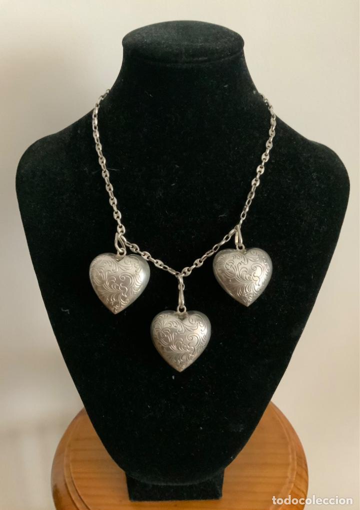 Vintage: COLLAR VINTAGE PLATA DE LEY,CORAZONES - Foto 1