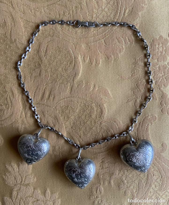 Vintage: COLLAR VINTAGE PLATA DE LEY,CORAZONES - Foto 2