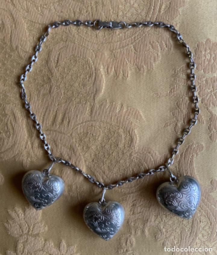 Vintage: COLLAR VINTAGE PLATA DE LEY,CORAZONES - Foto 4