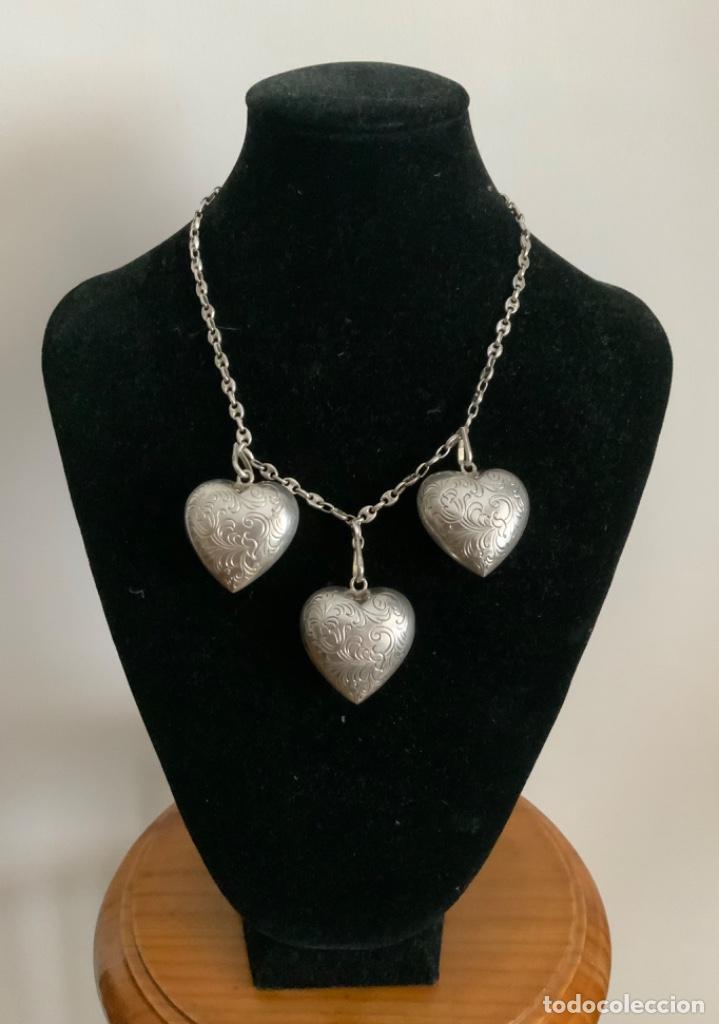 Vintage: COLLAR VINTAGE PLATA DE LEY,CORAZONES - Foto 8