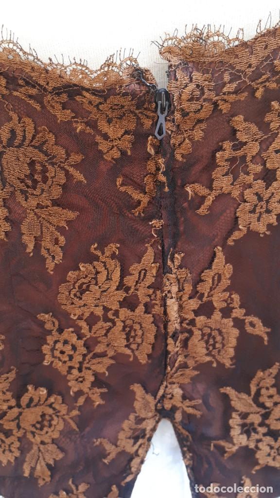 Vintage: BLUSA DE ENCAJE MARR&Oacute;N HECHA A MEDIDA - Foto 3