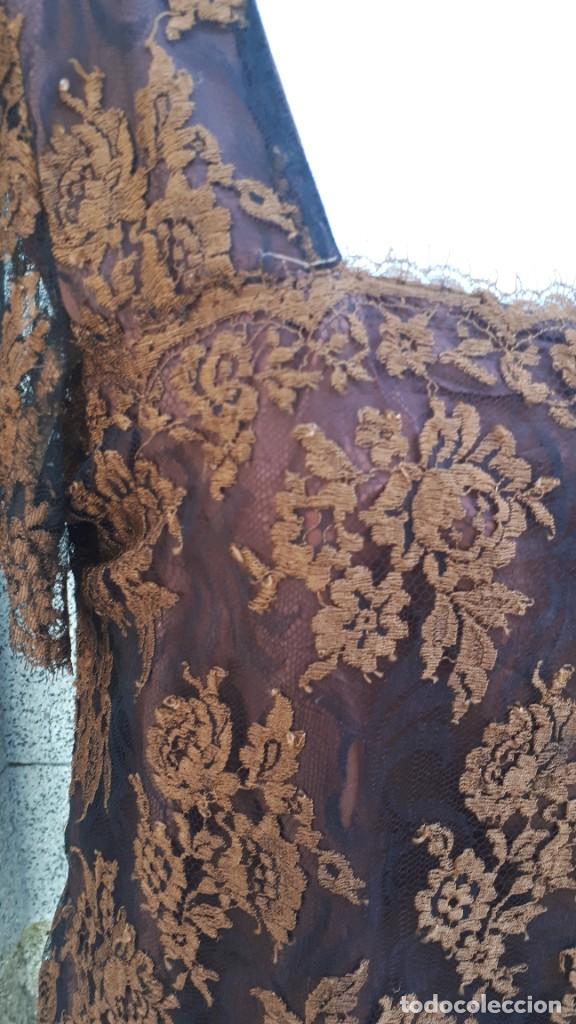 Vintage: BLUSA DE ENCAJE MARR&Oacute;N HECHA A MEDIDA - Foto 4