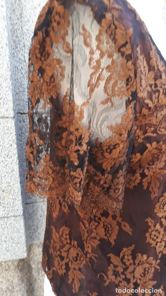 Vintage: BLUSA DE ENCAJE MARR&Oacute;N HECHA A MEDIDA - Foto 5