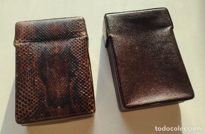 Vintage: 2 TABAQUERAS PITILLERAS FORRADAS EN PIEL y PIEL DE SERPIENTE. - Foto 1