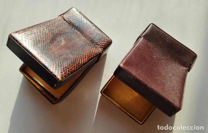 Vintage: 2 TABAQUERAS PITILLERAS FORRADAS EN PIEL y PIEL DE SERPIENTE. - Foto 2