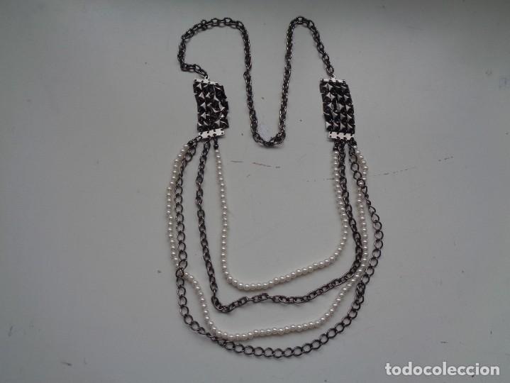 Vintage: COLLAR DE CADENA Y PERLAS - Foto 3