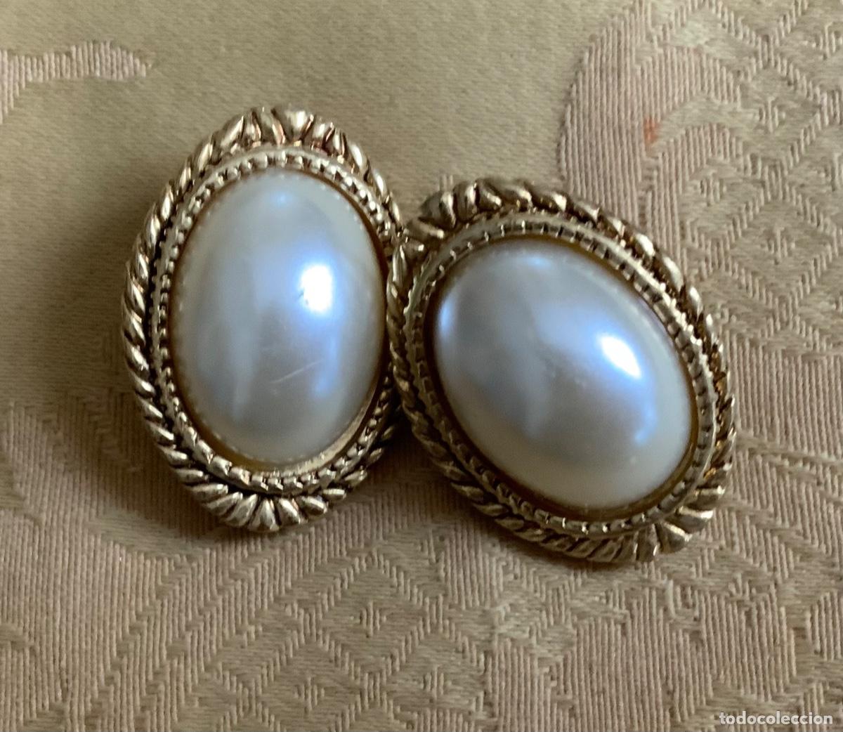 Vintage: PENDIENTES PERLA OVAL, A&Ntilde;OS 80, CLIP - Foto 1