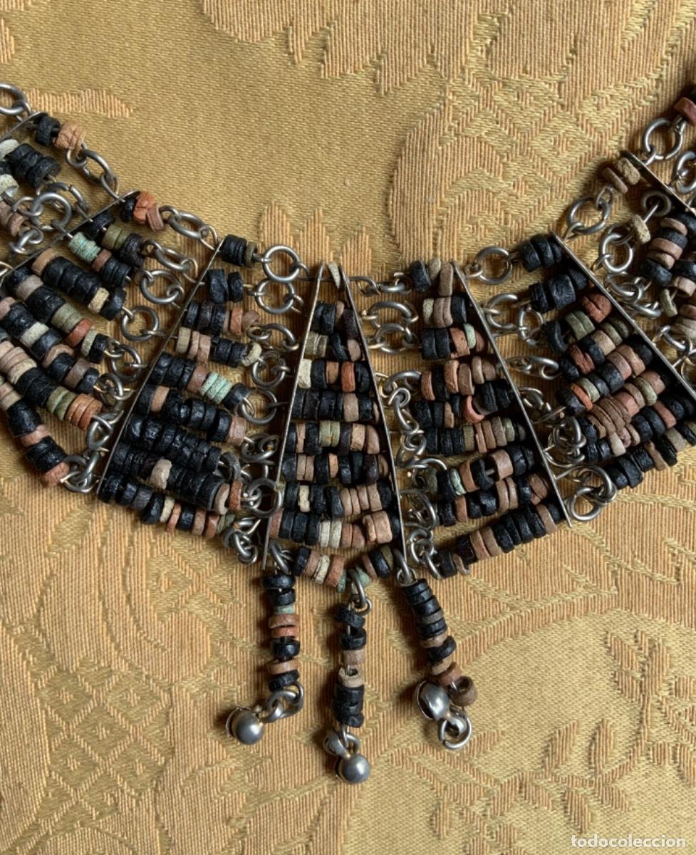 Vintage: COLLAR ABALORIOS DE BARRO, EGIPCIO A&Ntilde;O 80 - Foto 1