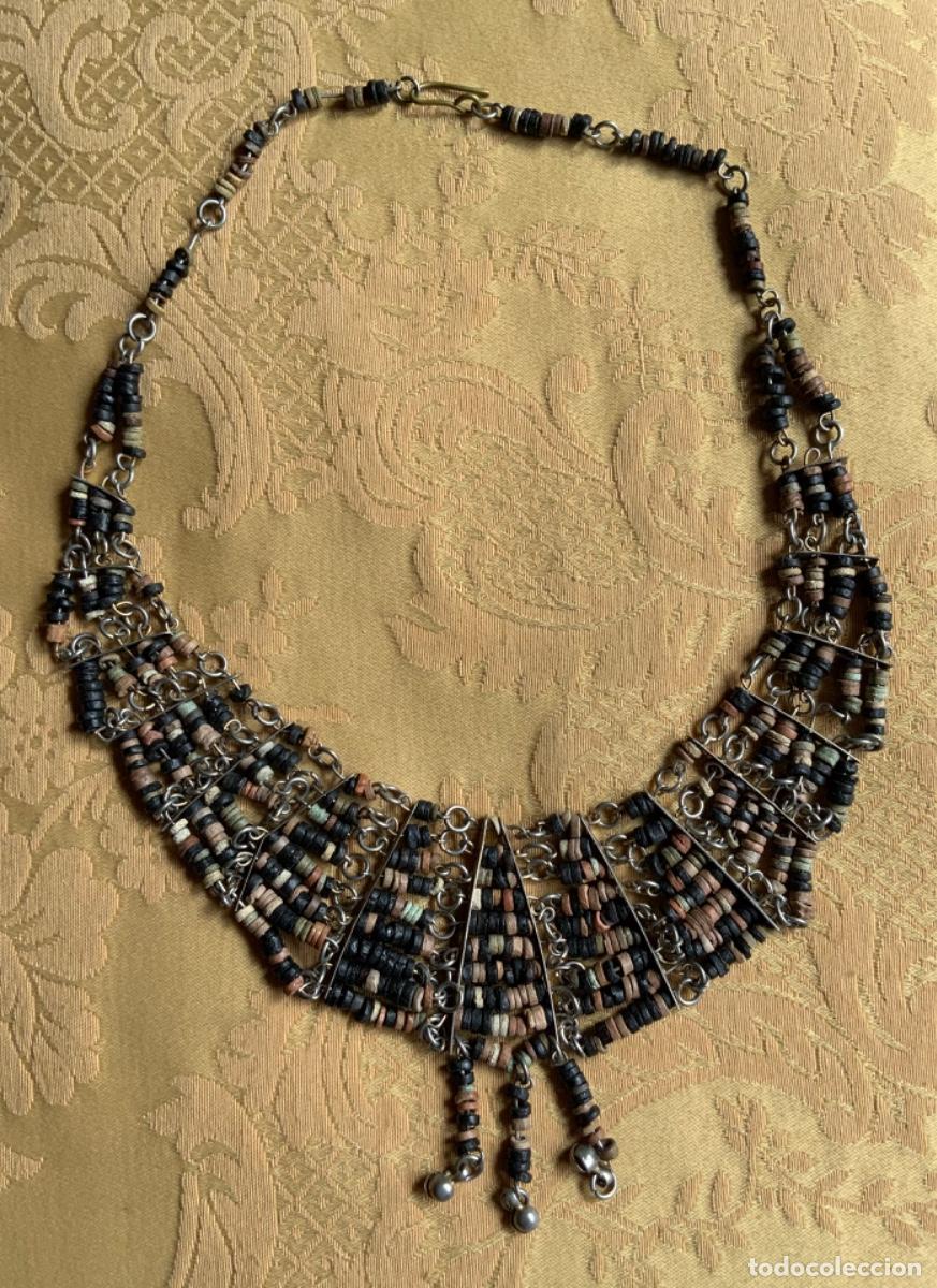 Vintage: COLLAR ABALORIOS DE BARRO, EGIPCIO A&Ntilde;O 80 - Foto 2