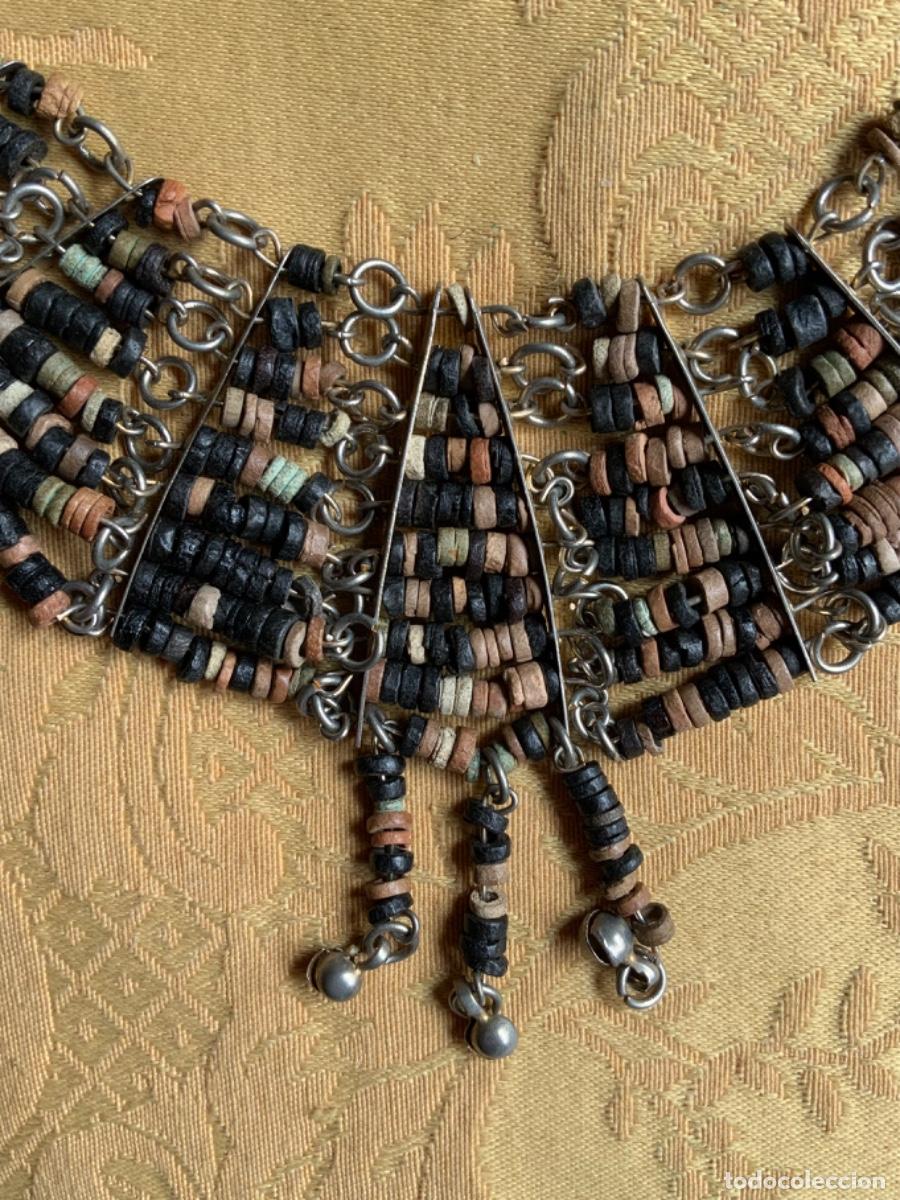 Vintage: COLLAR ABALORIOS DE BARRO, EGIPCIO A&Ntilde;O 80 - Foto 4