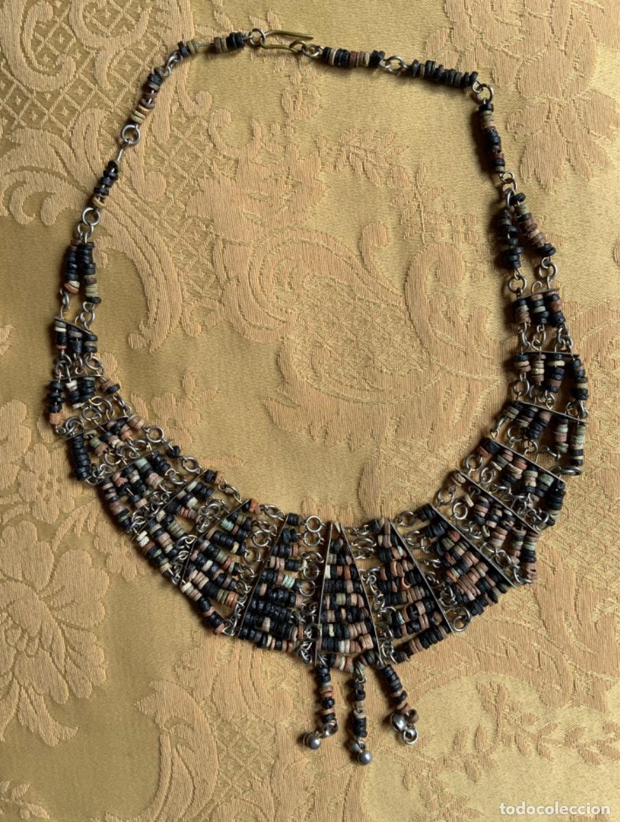 Vintage: COLLAR ABALORIOS DE BARRO, EGIPCIO A&Ntilde;O 80 - Foto 6