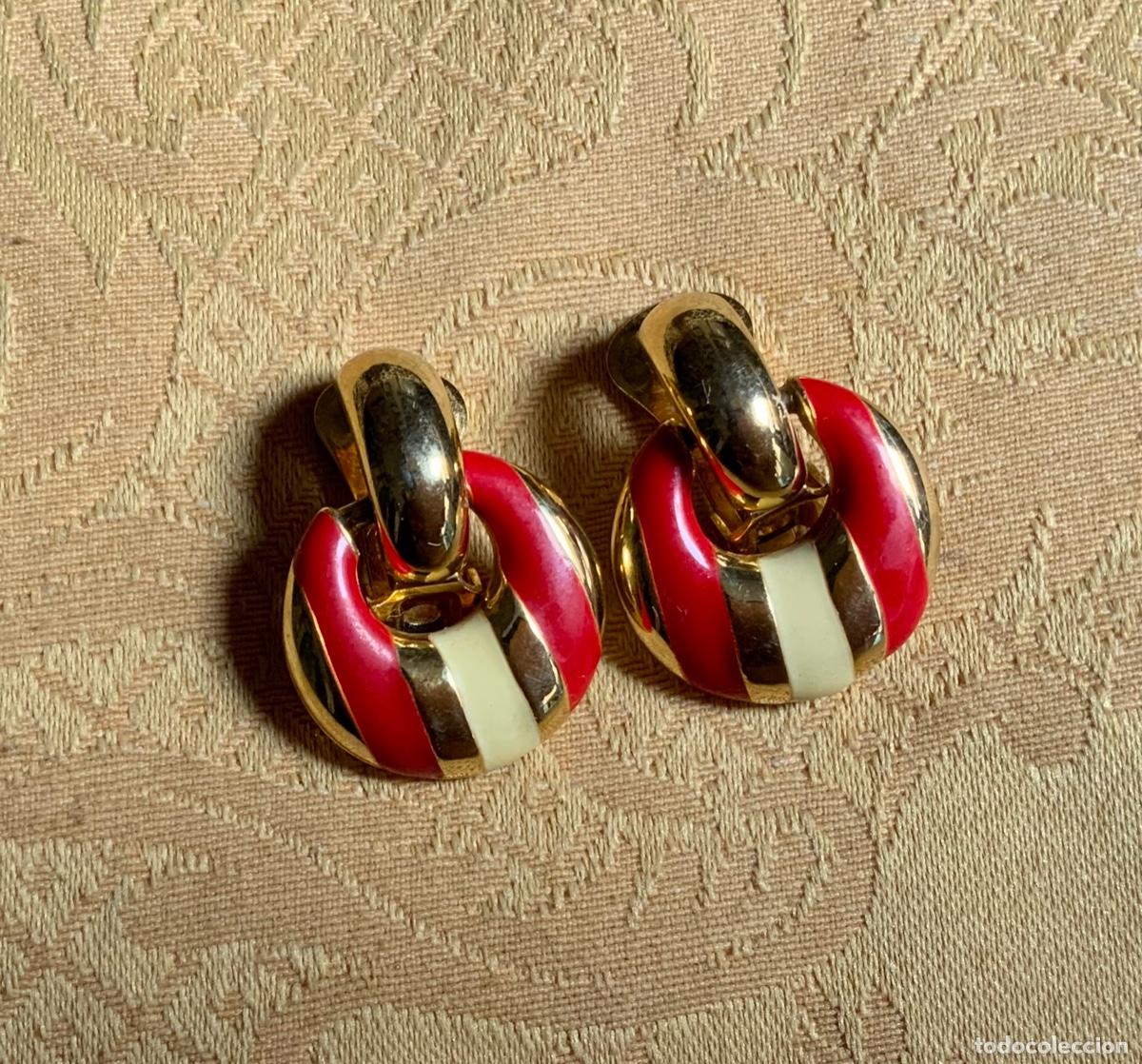 Vintage: PENDIENTES A&Ntilde;O 70 ESMALTE ROJO Y BEIG - Foto 4