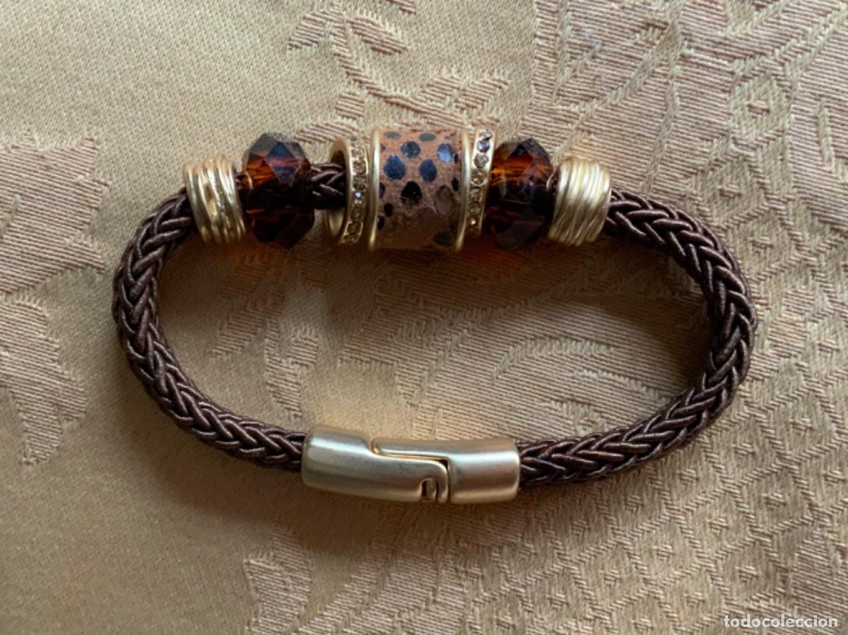 Vintage: PULSERA CORD&Oacute;N Y CRISTALES MARRONES - Foto 5