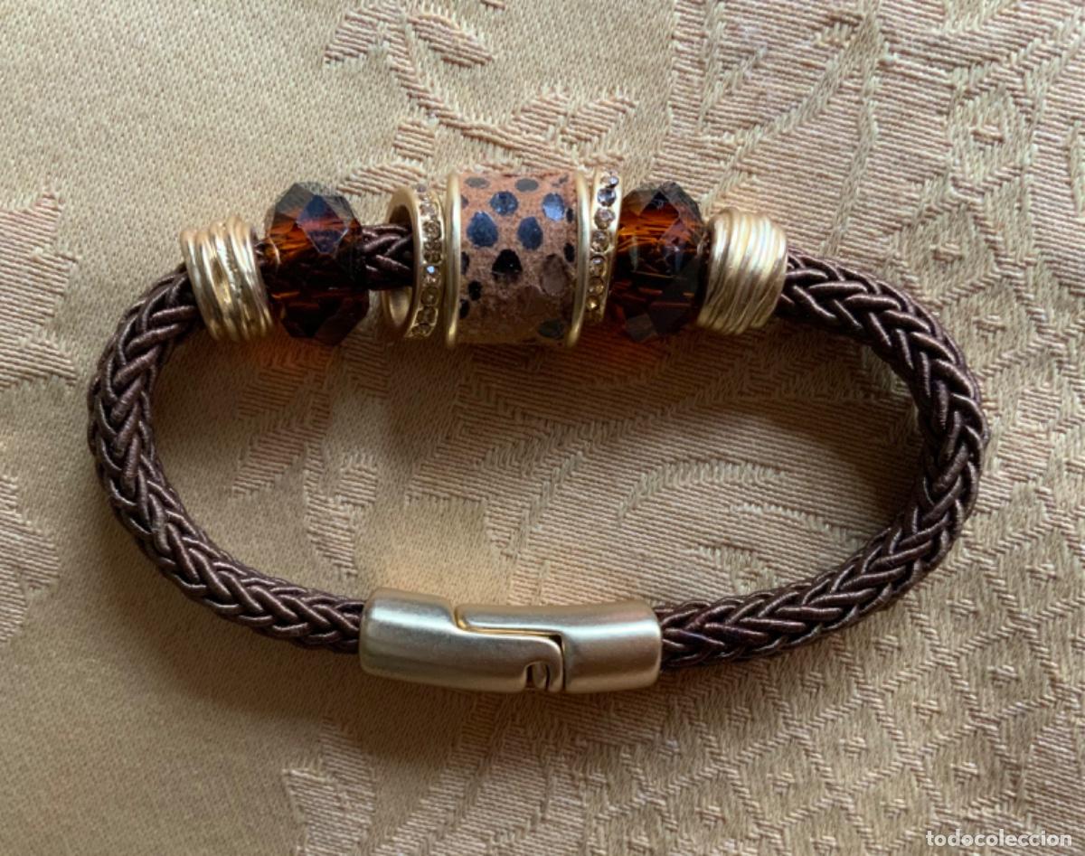 Vintage: PULSERA CORD&Oacute;N Y CRISTALES MARRONES - Foto 7