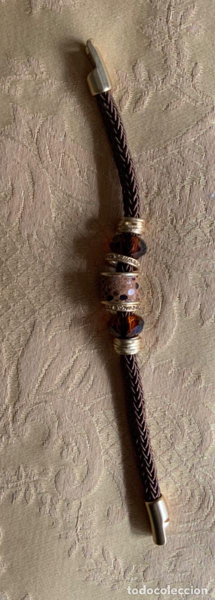 Vintage: PULSERA CORD&Oacute;N Y CRISTALES MARRONES - Foto 8