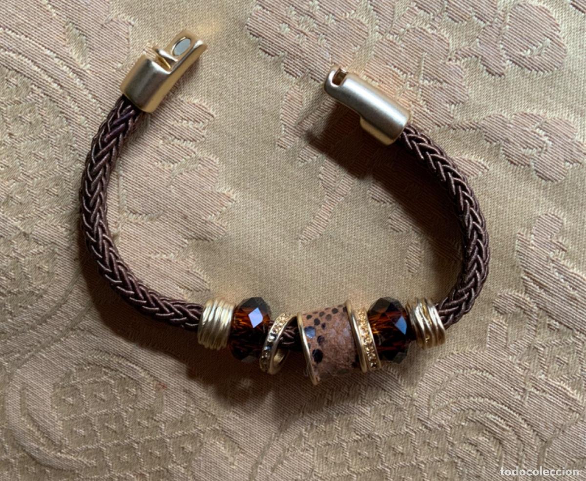 Vintage: PULSERA CORD&Oacute;N Y CRISTALES MARRONES - Foto 11