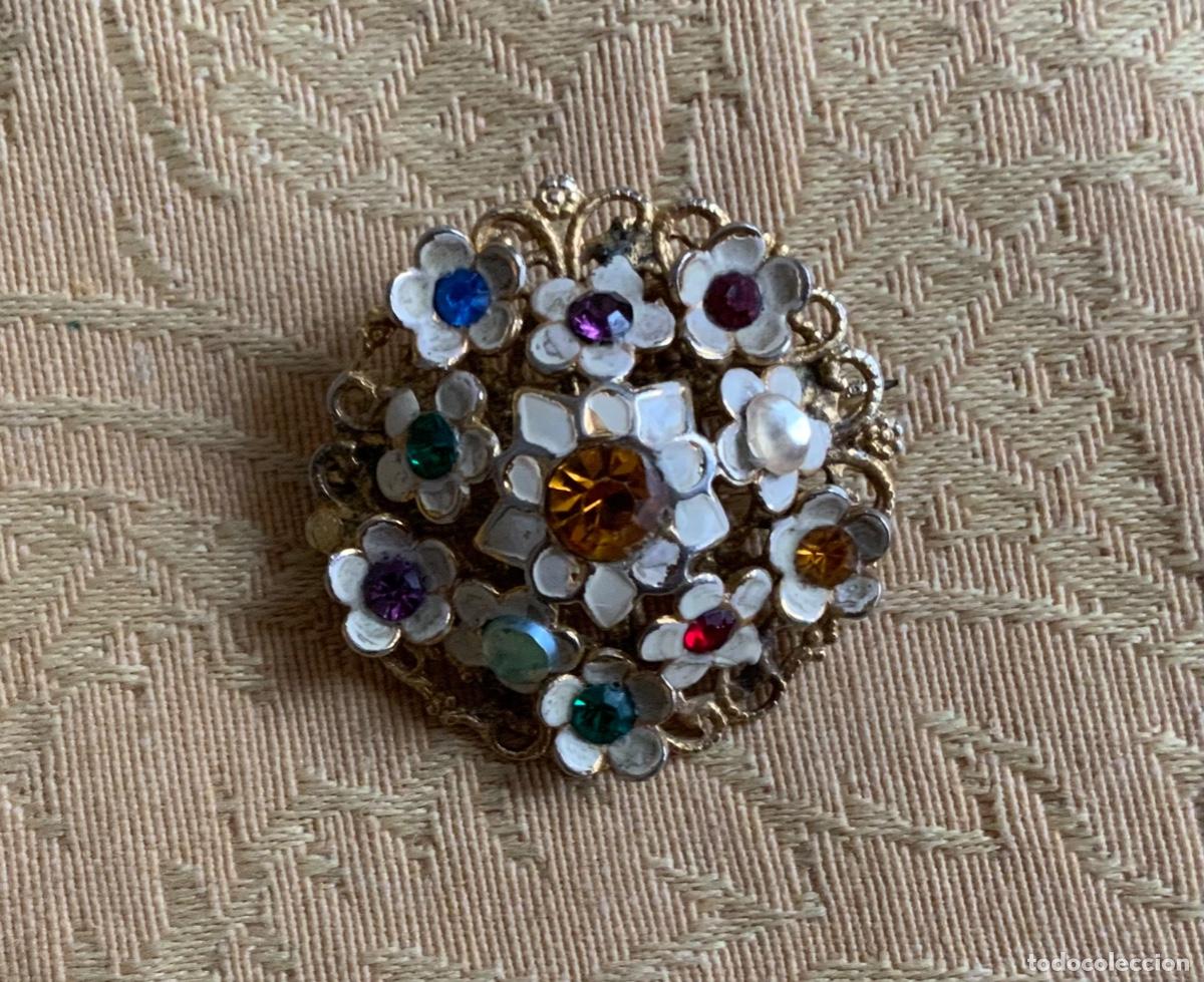 Vintage: ANTIGUO BROCHE FLORES CON PIEDRAS - Foto 3