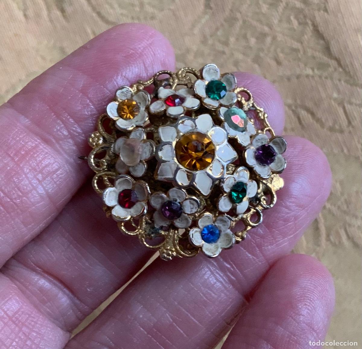 Vintage: ANTIGUO BROCHE FLORES CON PIEDRAS - Foto 4
