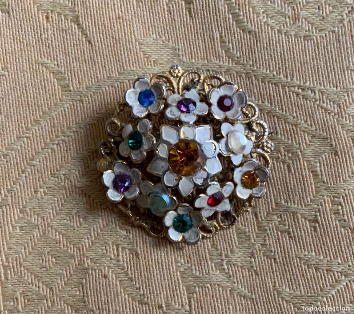 Vintage: ANTIGUO BROCHE FLORES CON PIEDRAS - Foto 5