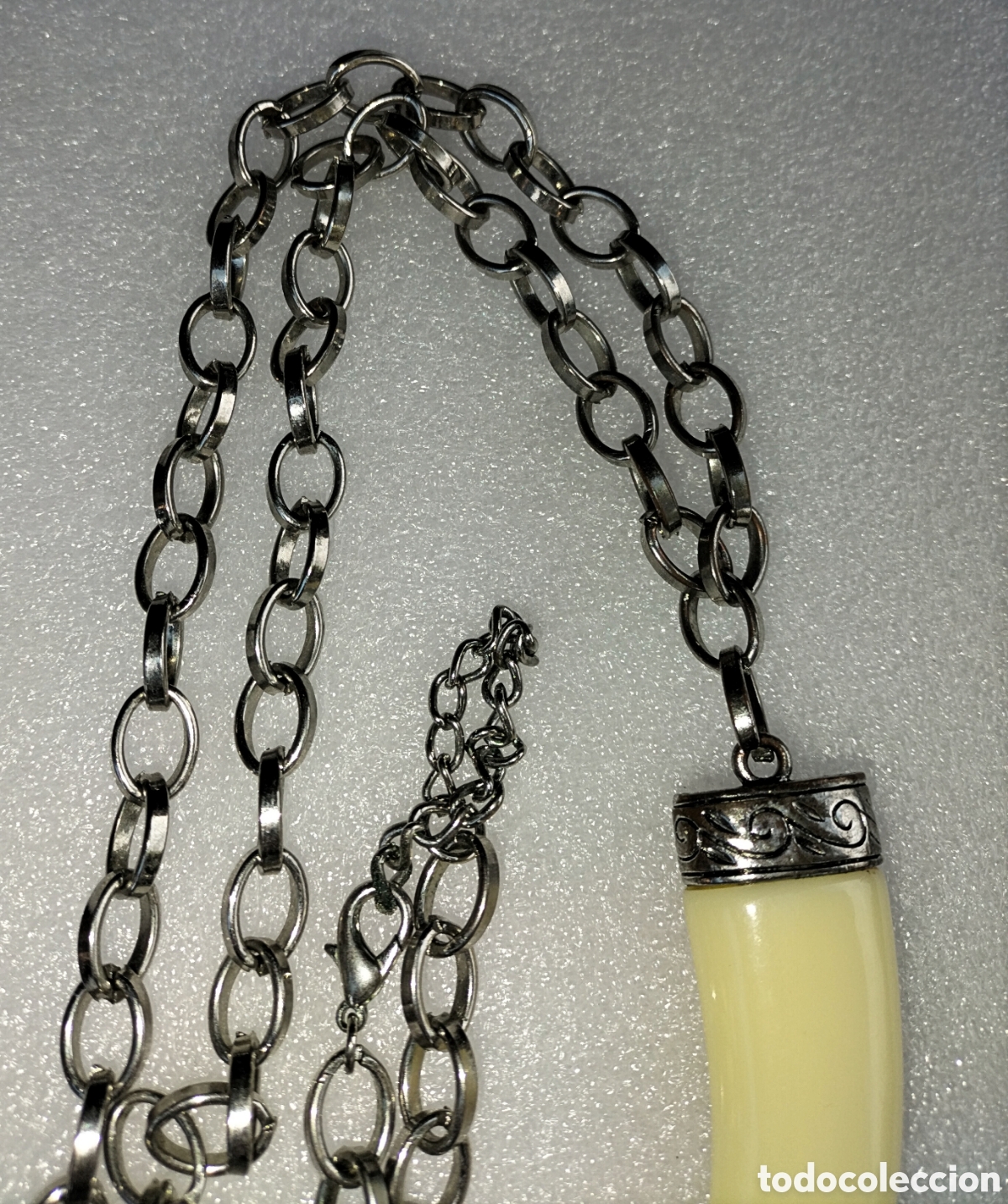 Vintage: COLLAR CON CUERNO - CADENA PLATEADA - VINTAGE - - Foto 10