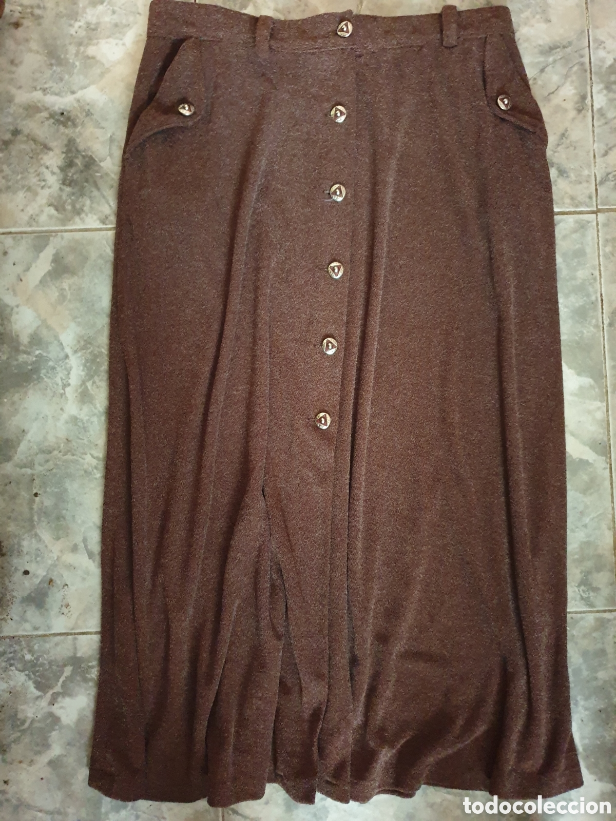 Vintage: Falda marr&oacute;n larga Magna. Talla 46. - Foto 1