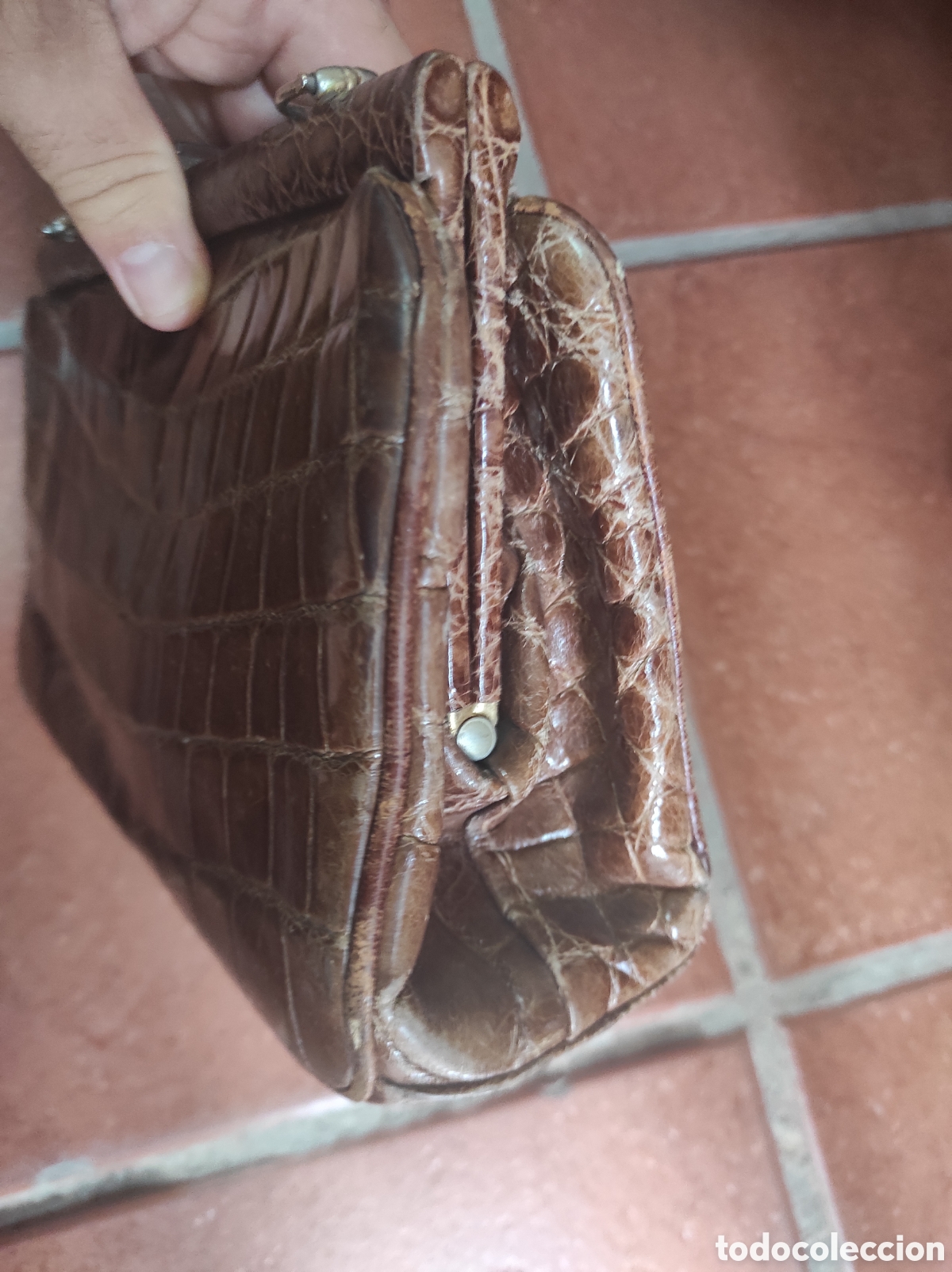 Vintage: Antiguo Bolso de Piel de Cocodrilo - Foto 2