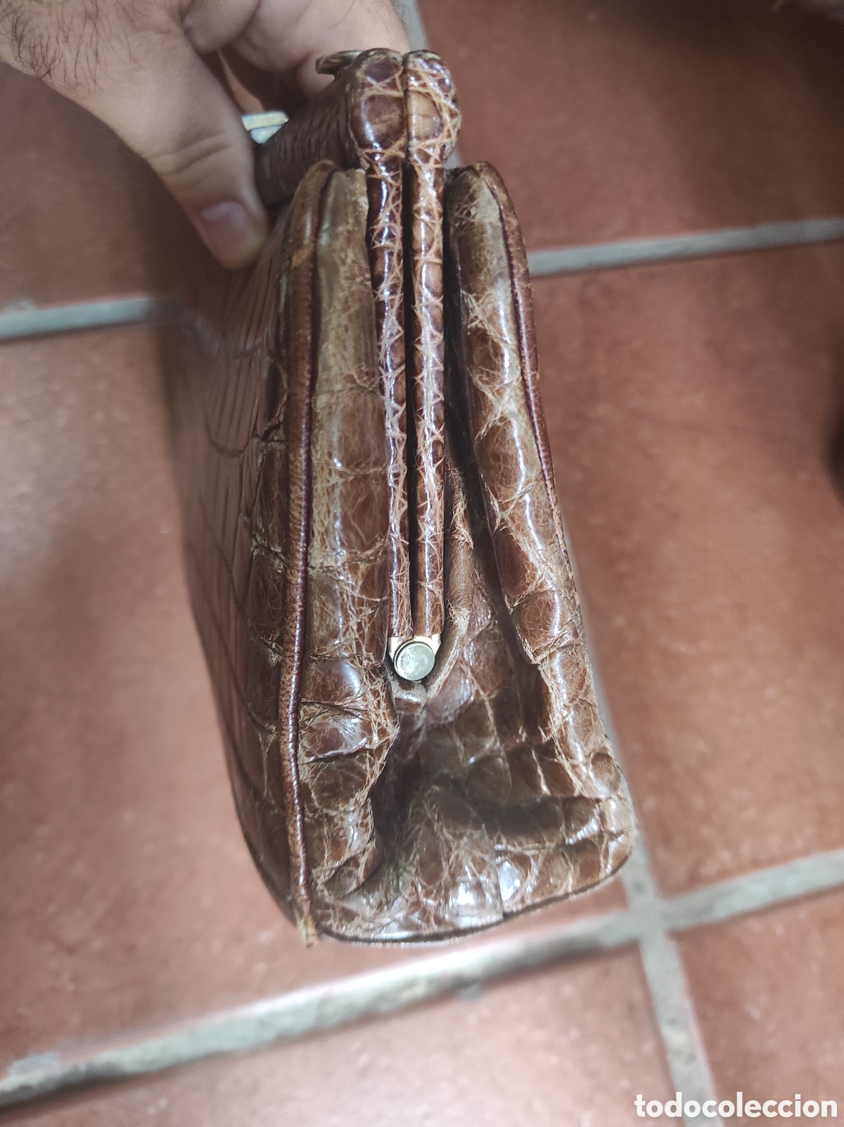 Vintage: Antiguo Bolso de Piel de Cocodrilo - Foto 3