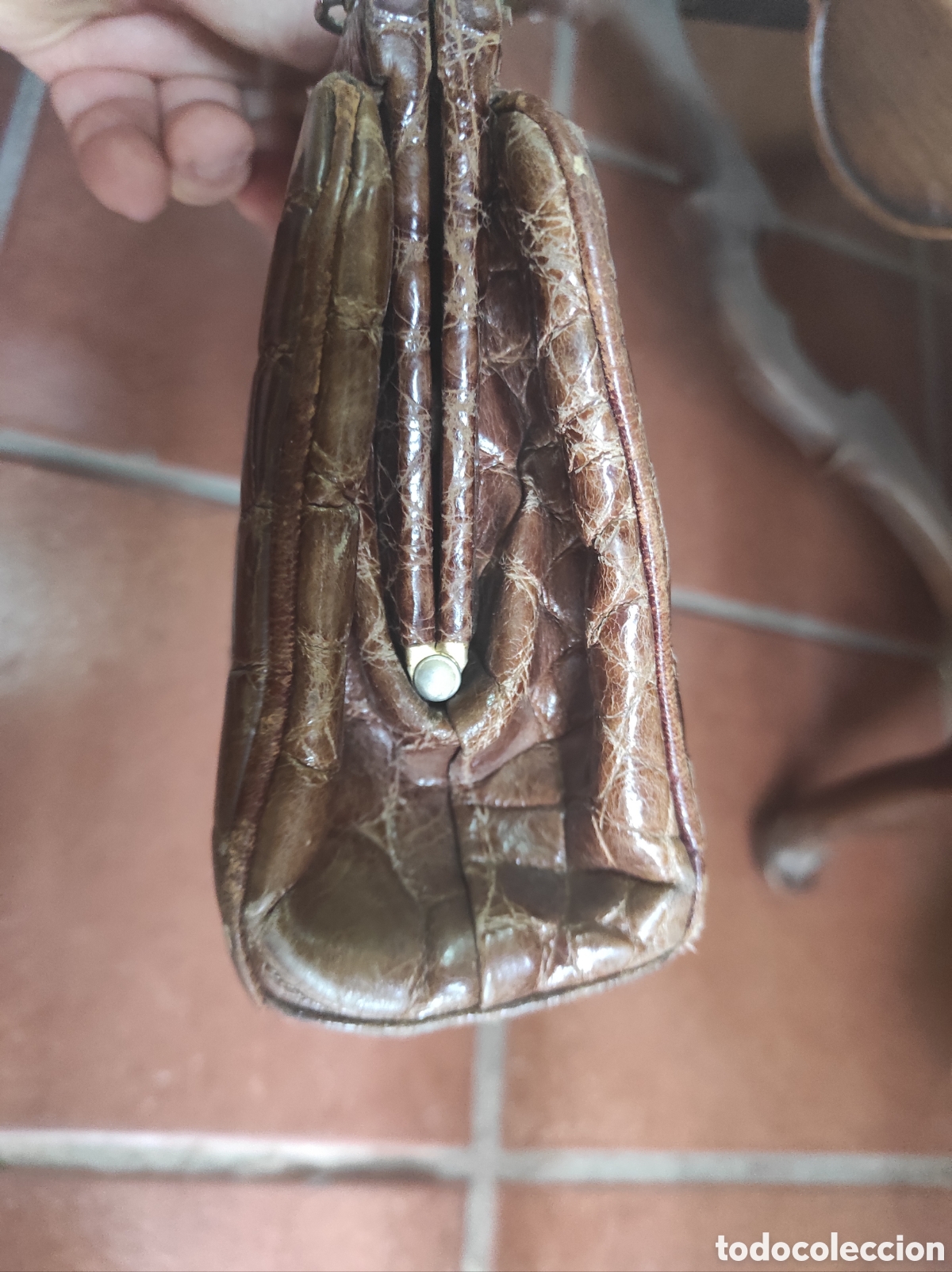 Vintage: Antiguo Bolso de Piel de Cocodrilo - Foto 5