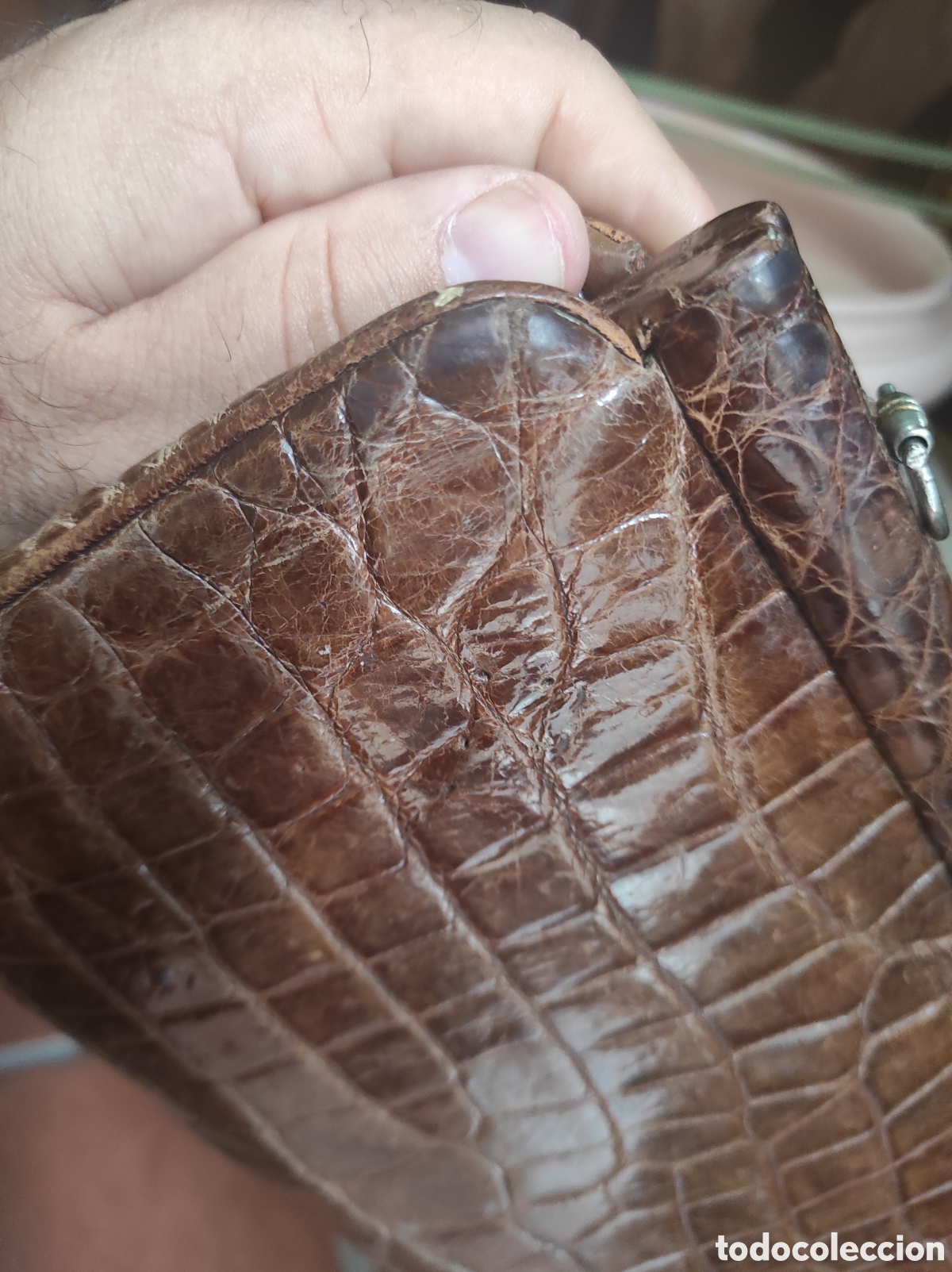 Vintage: Antiguo Bolso de Piel de Cocodrilo - Foto 7