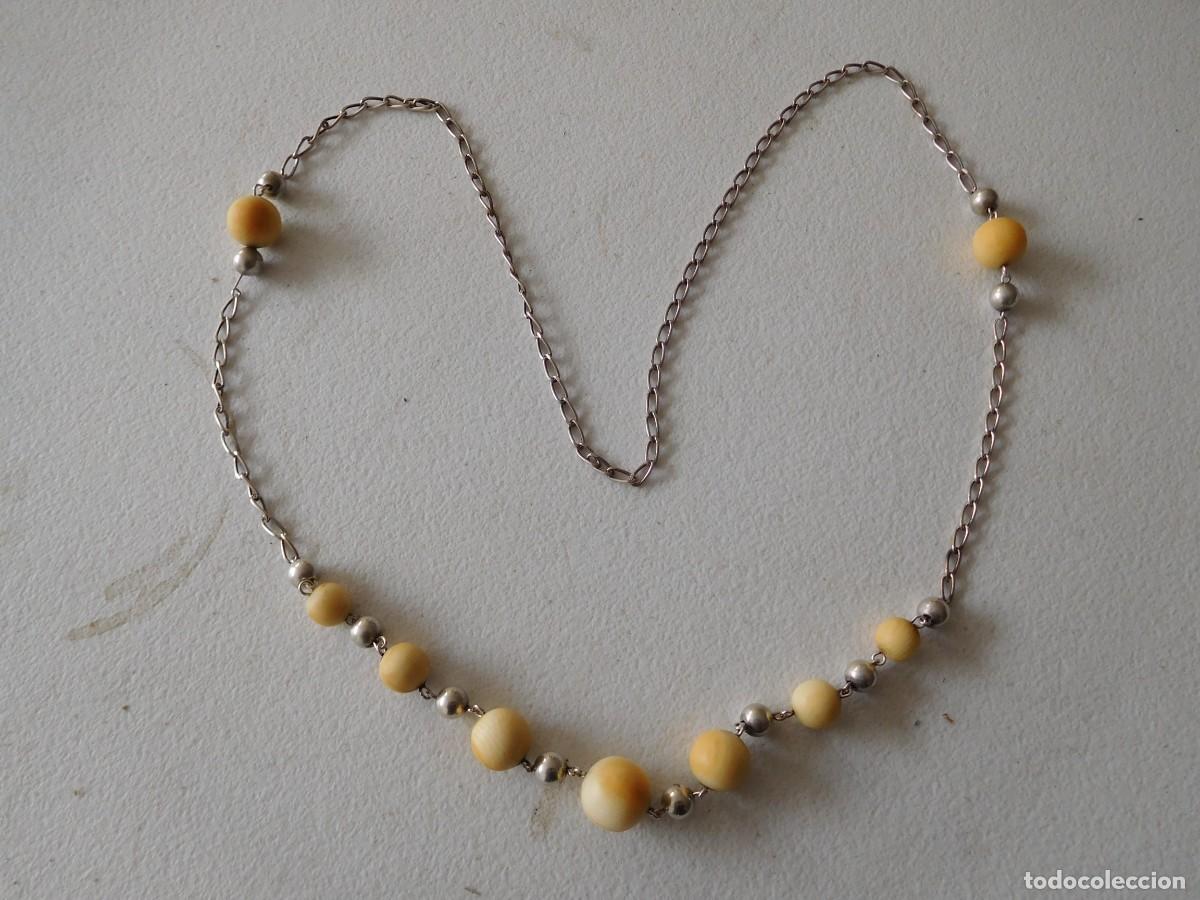Vintage: Collar vintage de plata y marfil - Foto 1