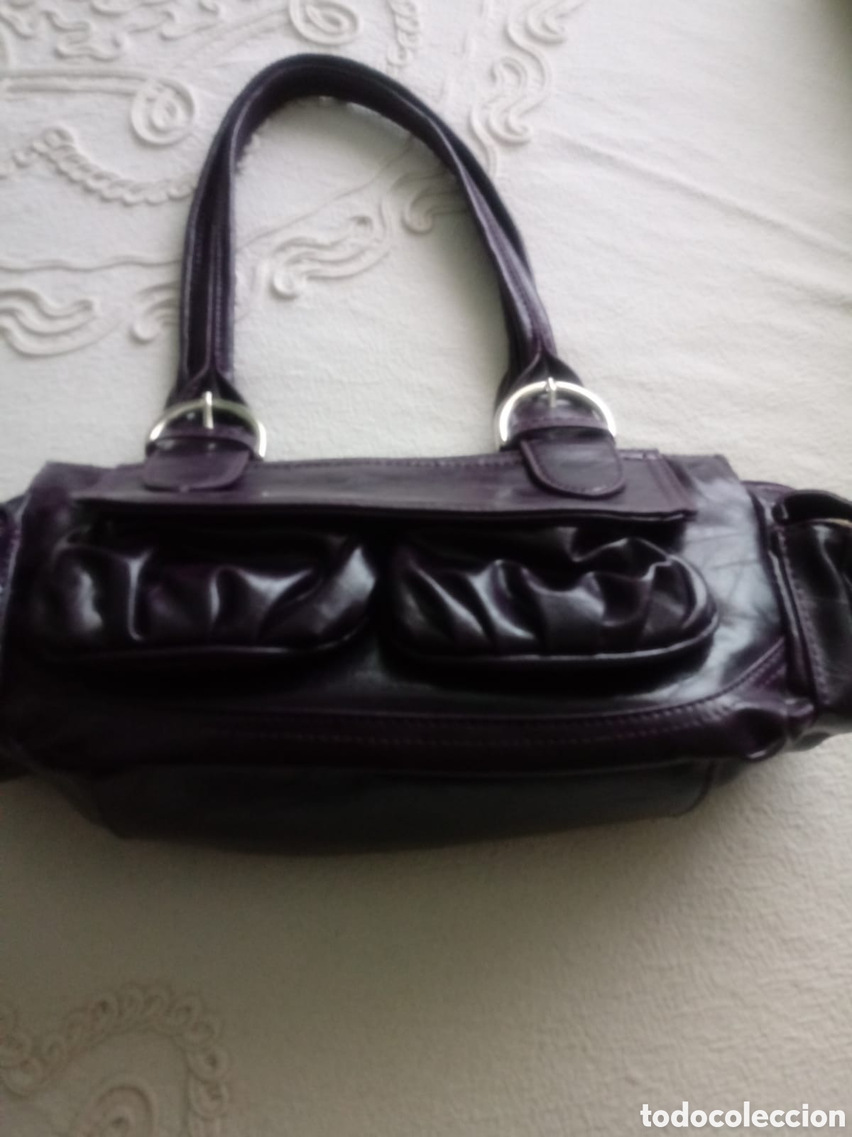 Vintage: Bolso de piel morado sin estrenar - Foto 1