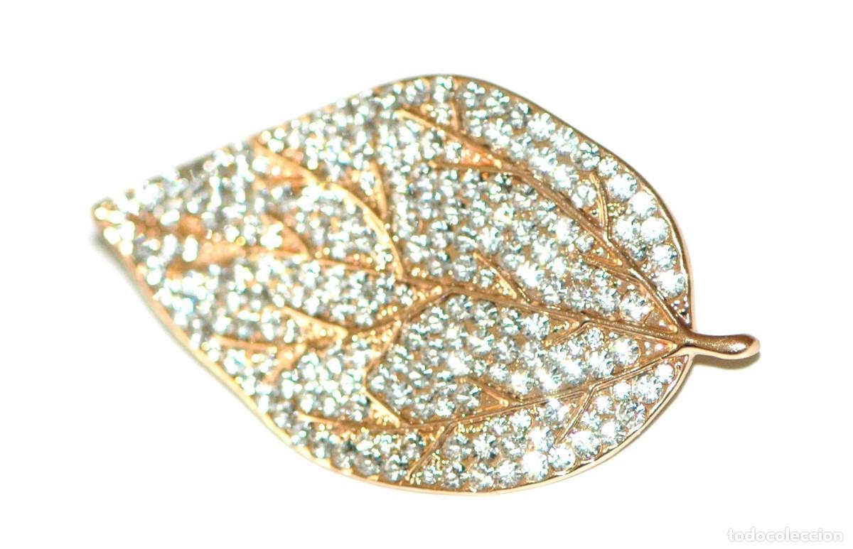 Vintage: Broche hoja con cristalitos - Foto 1