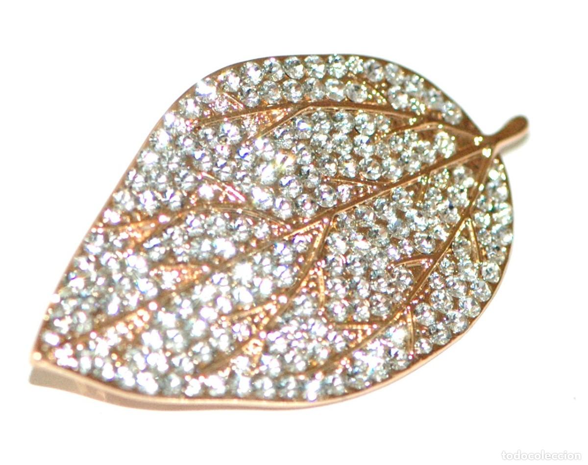 Vintage: Broche hoja con cristalitos - Foto 2