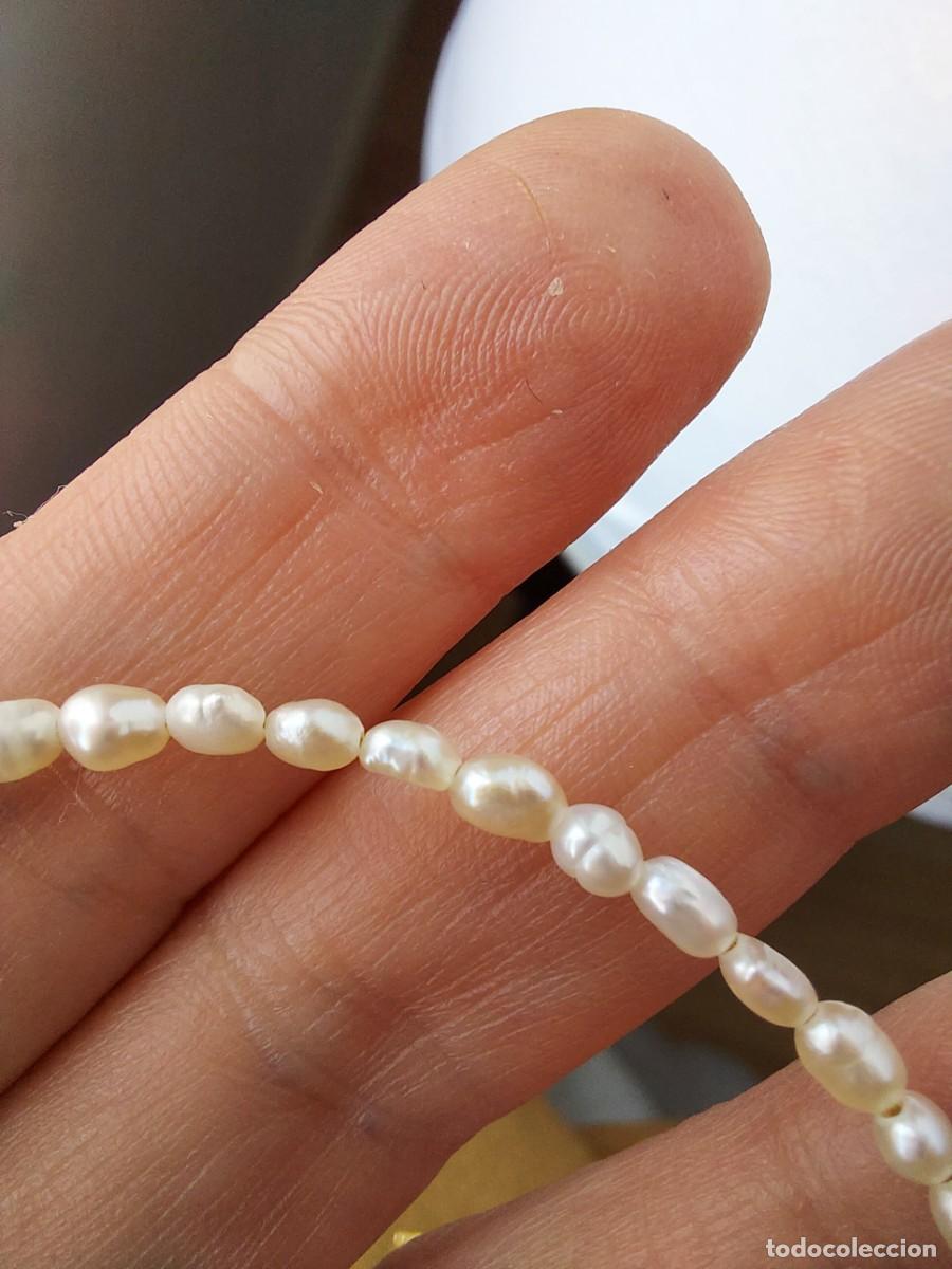 Vintage: ⏳ Collar de perlas de perlas barrocas y cadena ba&ntilde;ada. Choker perlas - Foto 4