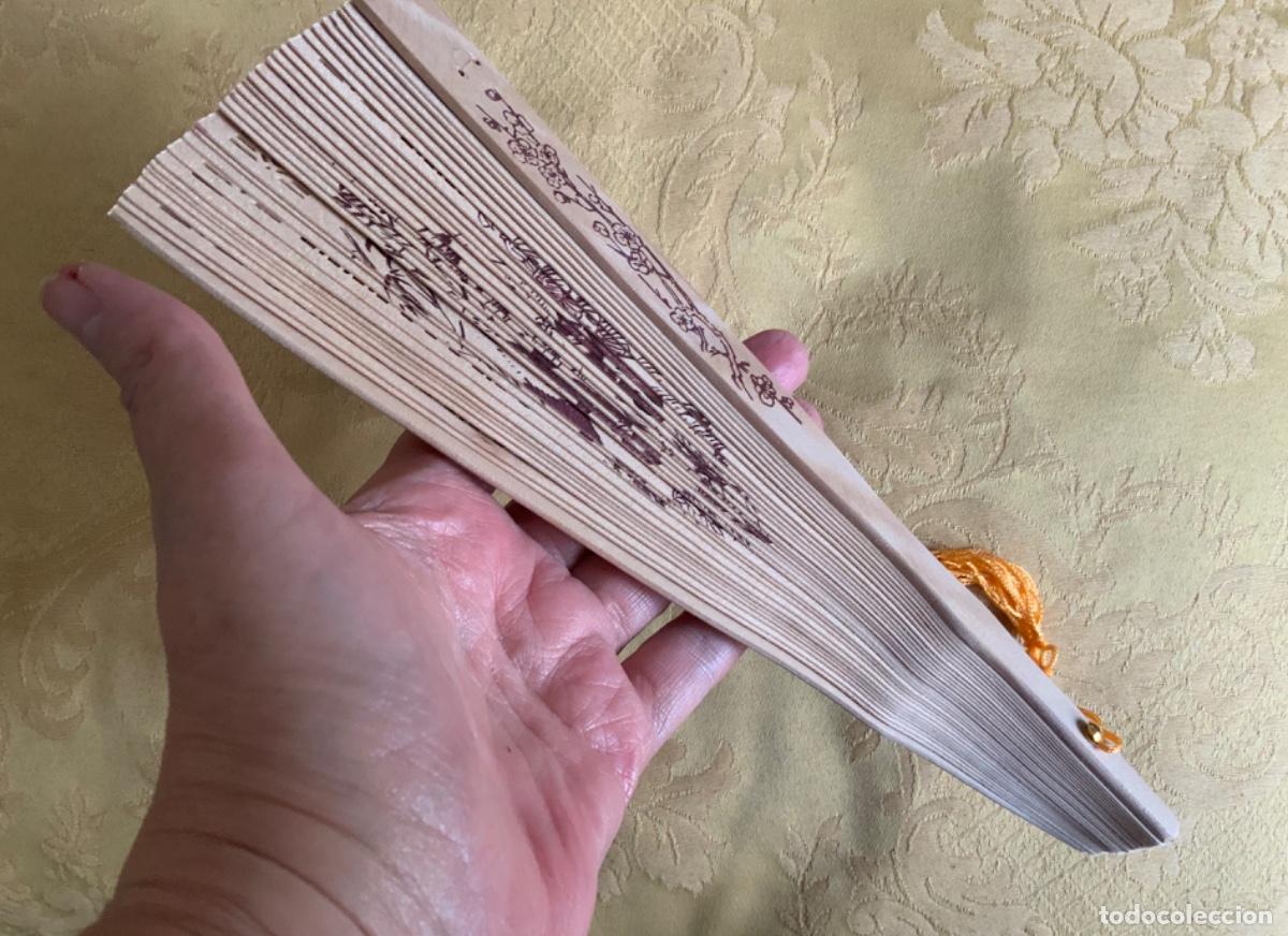 Vintage: ABANICO MADERA SIN BARNIZAR Y DIBUJOS DE OSOS PANDA - Foto 13