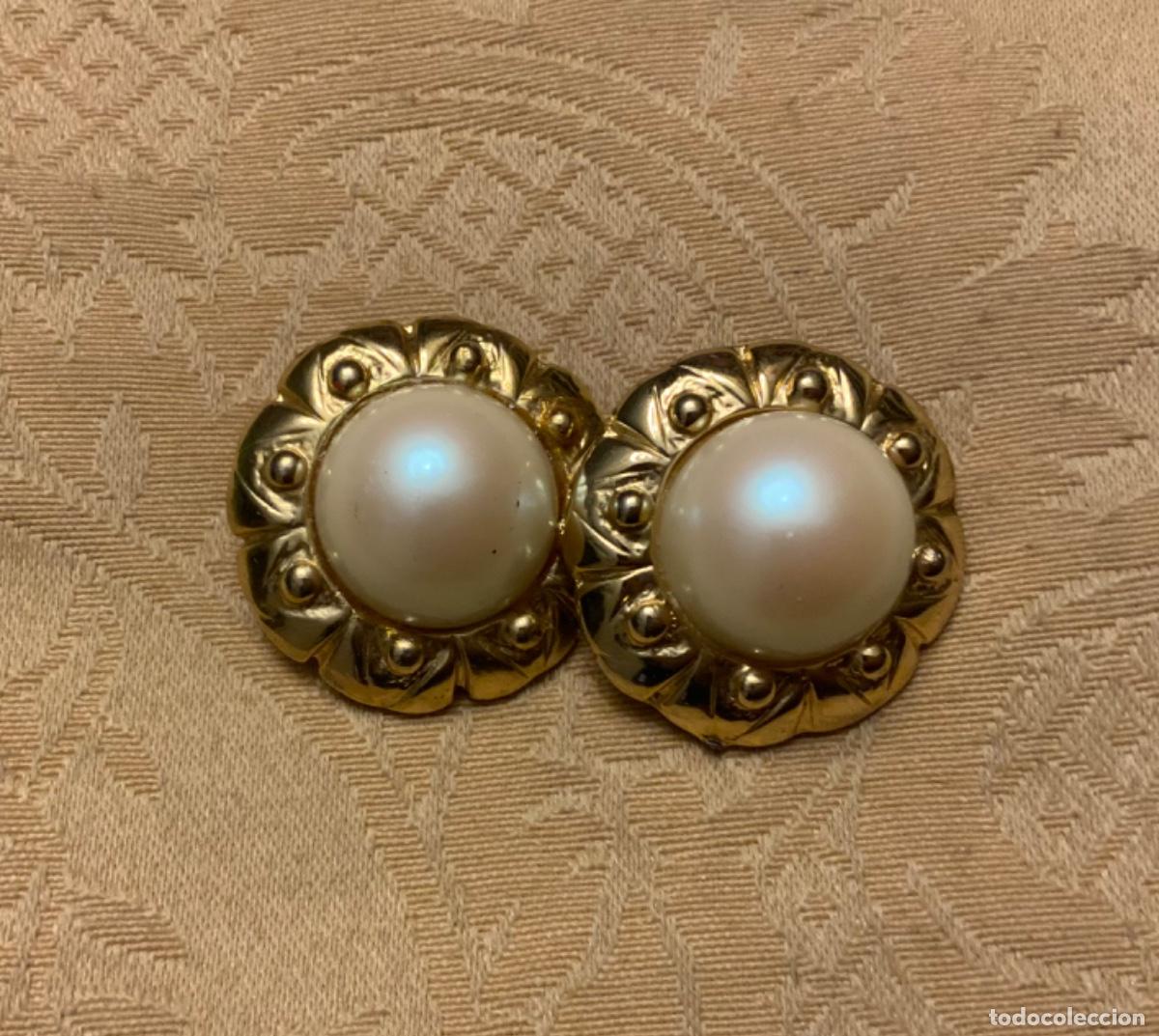 Vintage: PENDIENTES VINTAGE PERLA FLOR - Foto 1