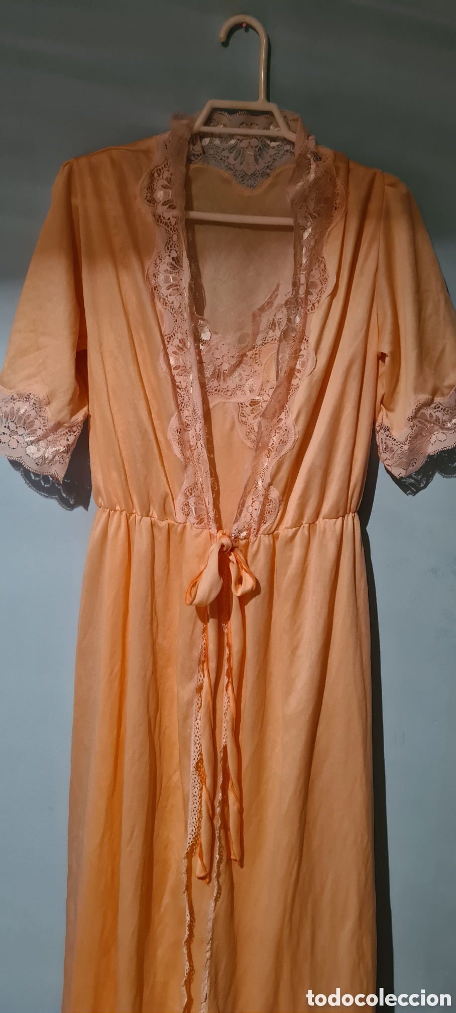 Vintage: Conjunto de bata y camison. Antiguo de ajuar. - Foto 5