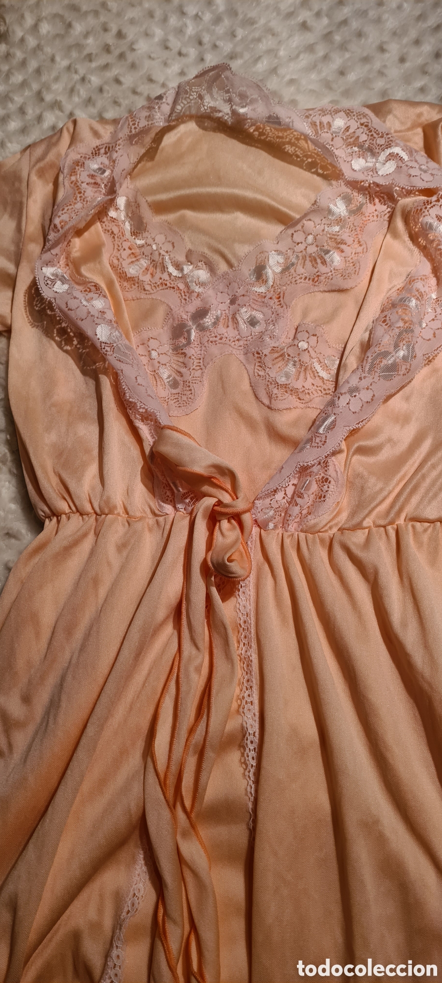 Vintage: Conjunto de bata y camison. Antiguo de ajuar. - Foto 6