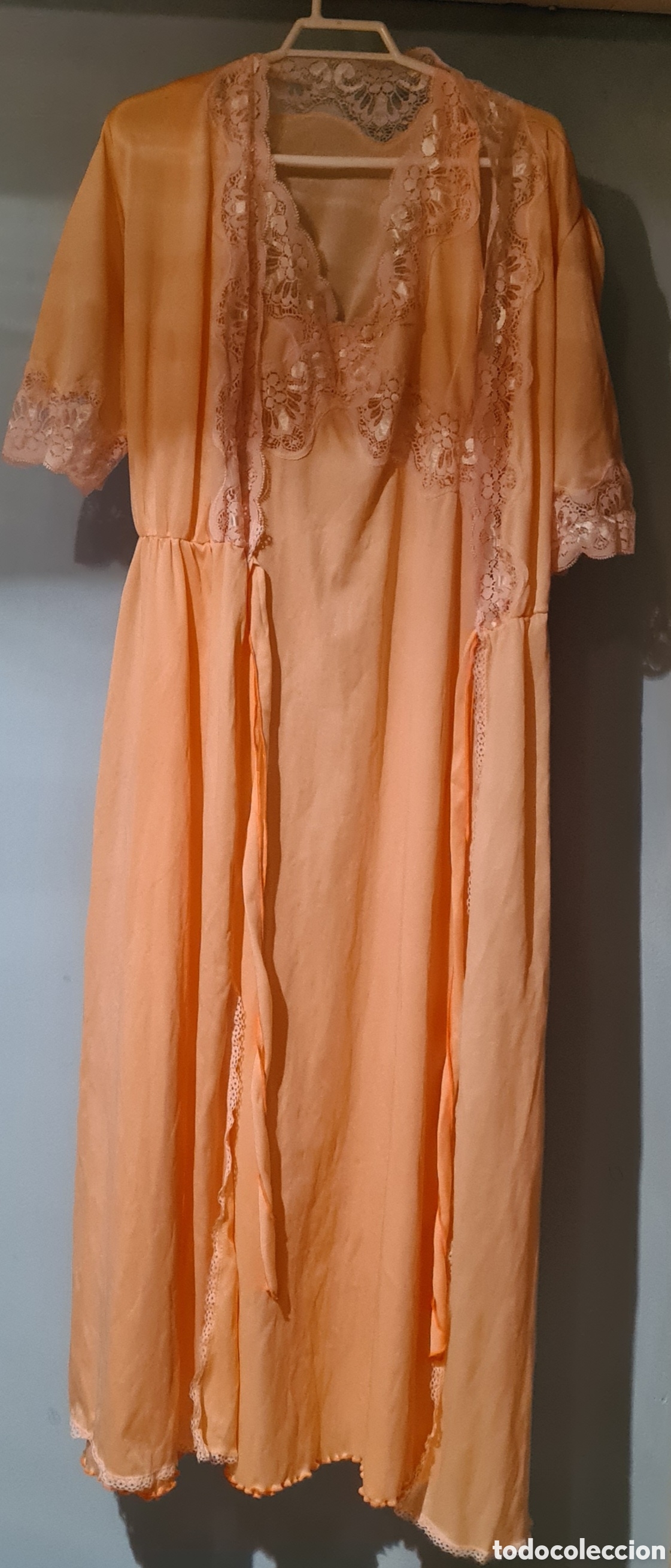 Vintage: Conjunto de bata y camison. Antiguo de ajuar. - Foto 8