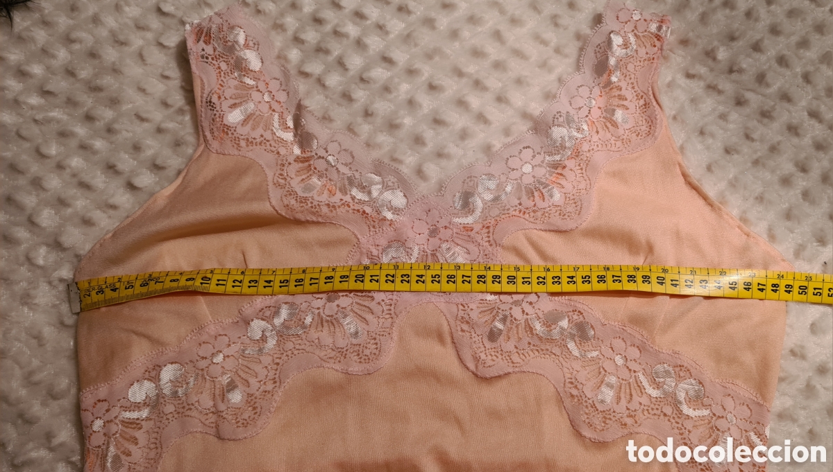 Vintage: Conjunto de bata y camison. Antiguo de ajuar. - Foto 9