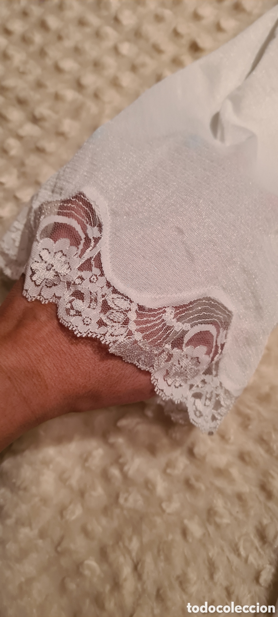 Vintage: Bata y camis&oacute;n blanco, antiguo de ajuar - Foto 4