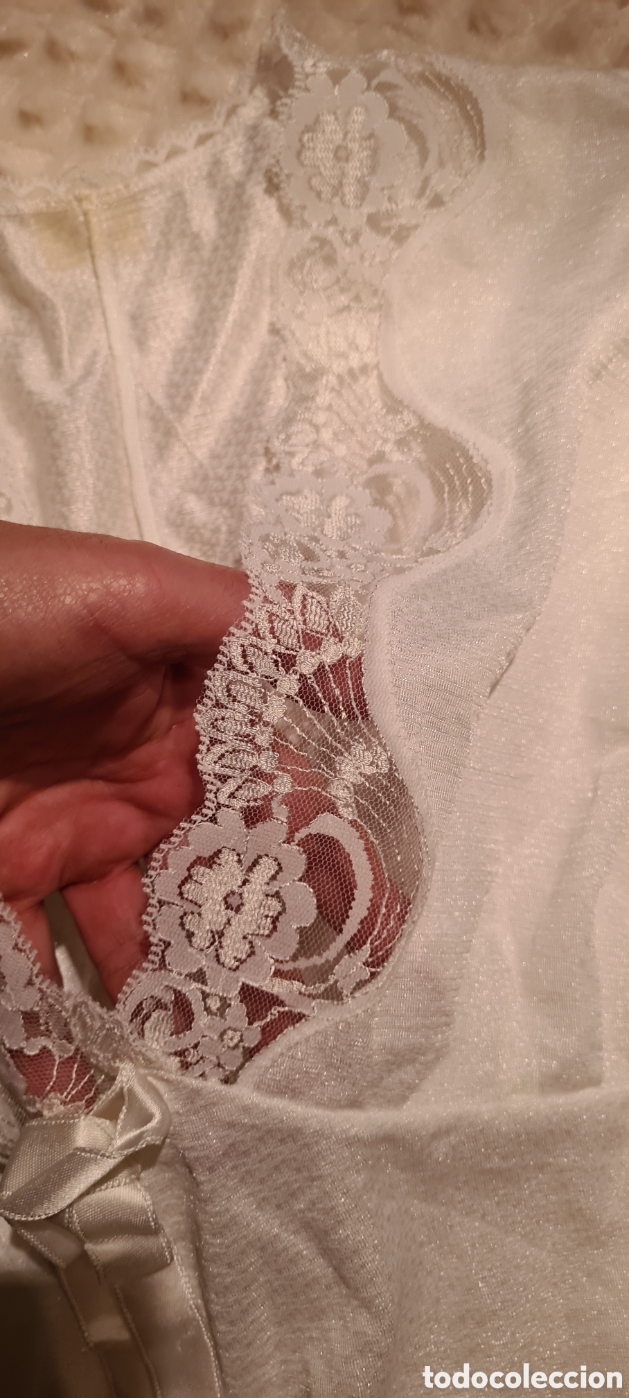 Vintage: Bata y camis&oacute;n blanco, antiguo de ajuar - Foto 3