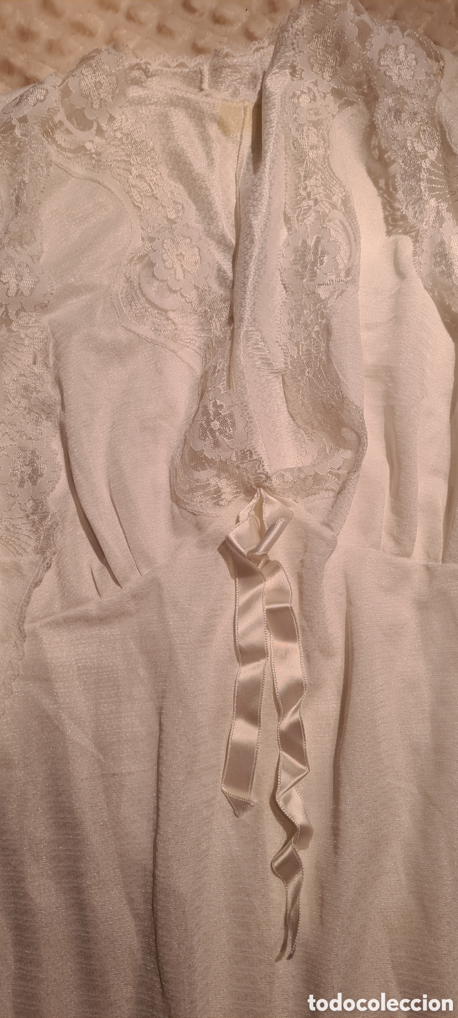 Vintage: Bata y camis&oacute;n blanco, antiguo de ajuar - Foto 2
