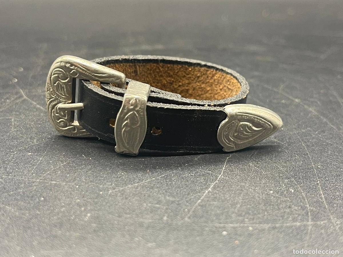 Vintage: PULSERA DE CUERO NEGRO - Foto 4